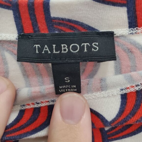 Talbots Women's White Red Abstract Print Modal Blend 3/4 Sleeve Top Size S - Picture 3 of 5